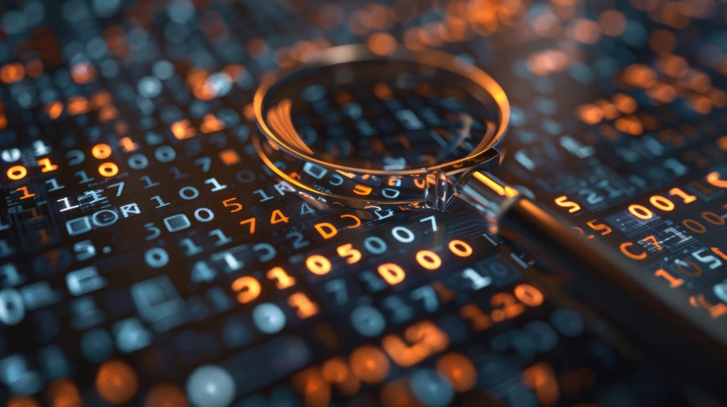 Digital magnifying glass scans code matrix for vulnerabilities Cybersecurity expert - CyRiSo Cyber Risk Solutions